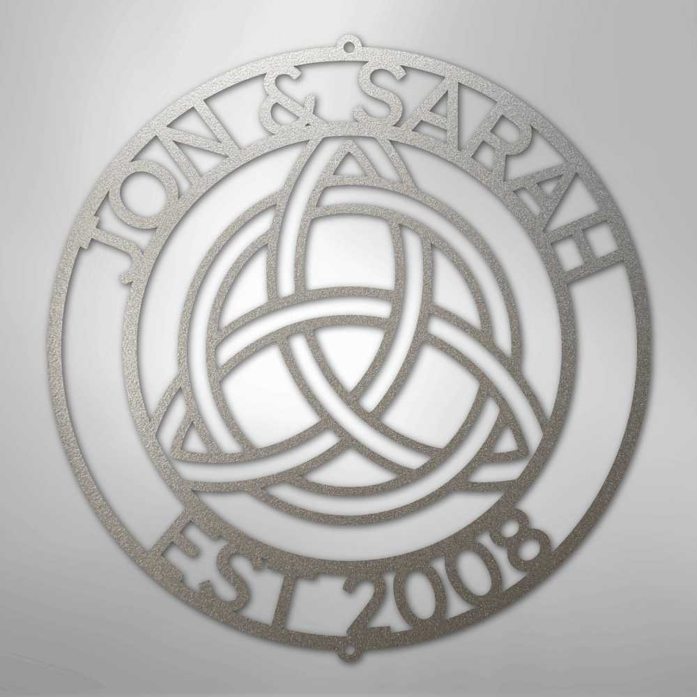 Custom Metal Wall Art - Personalized Celtic Knot Circle Monogram Sign Silver