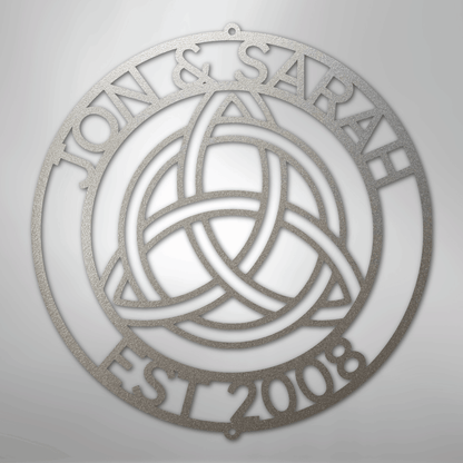 Custom Metal Wall Art - Personalized Celtic Knot Circle Monogram Sign Silver