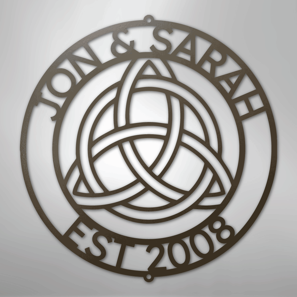 Custom Metal Wall Art - Personalized Celtic Knot Circle Monogram Sign Stone