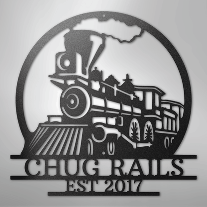 Custom Metal Wall Art - Personalized Steam Train Name Sign