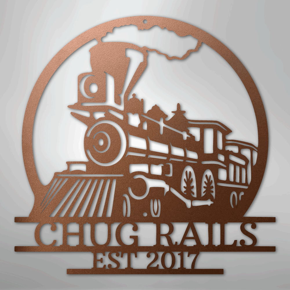 Custom Metal Wall Art - Personalized Steam Train Name Sign Copper