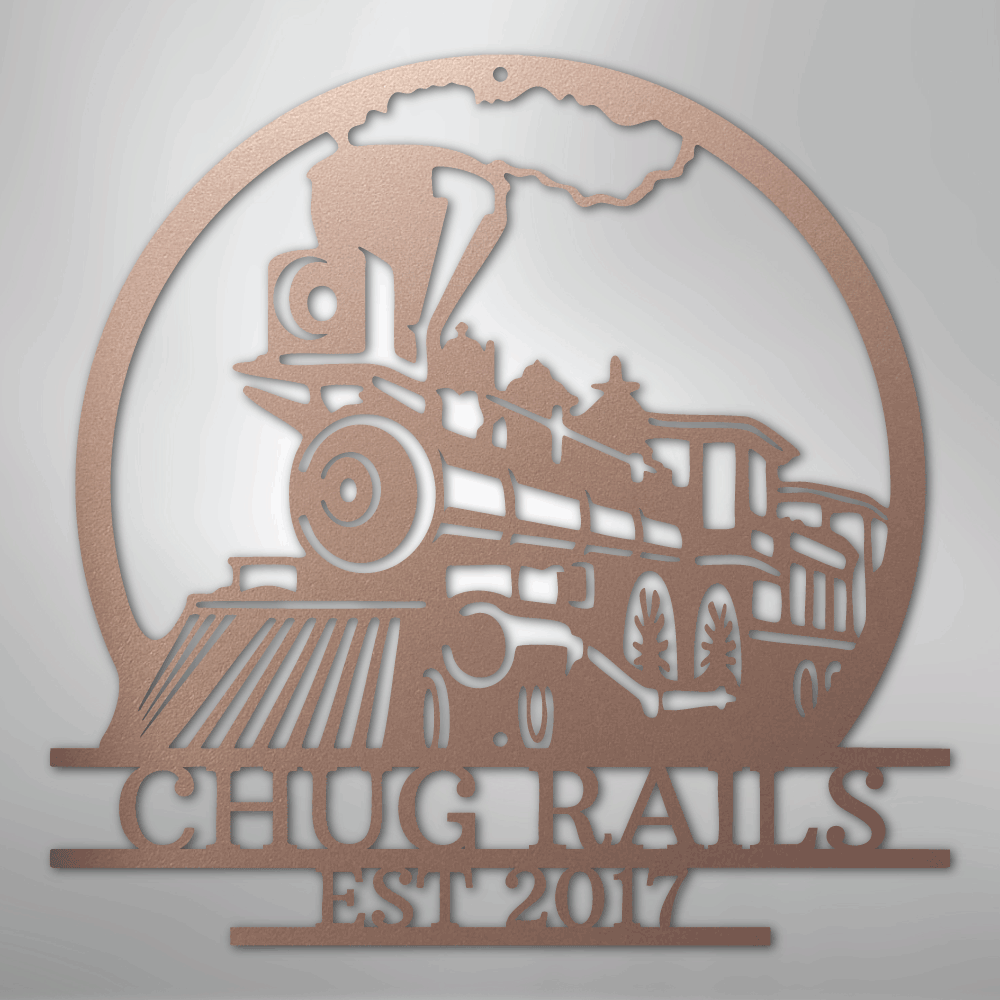 Custom Metal Wall Art - Personalized Steam Train Name Sign Rose