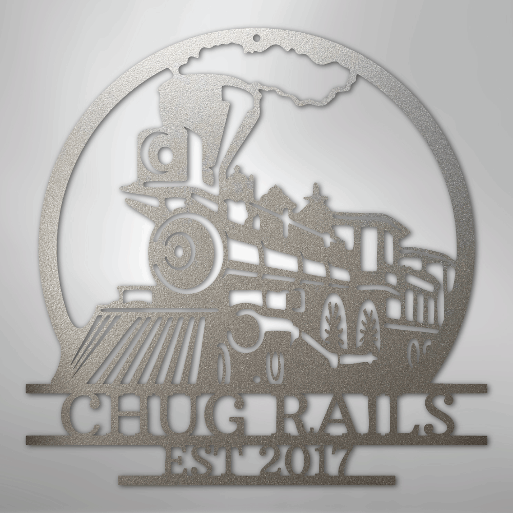 Custom Metal Wall Art - Personalized Steam Train Name Sign Silver