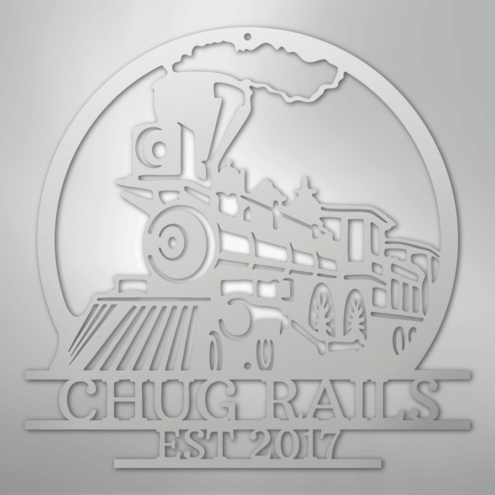 Custom Metal Wall Art - Personalized Steam Train Name Sign White