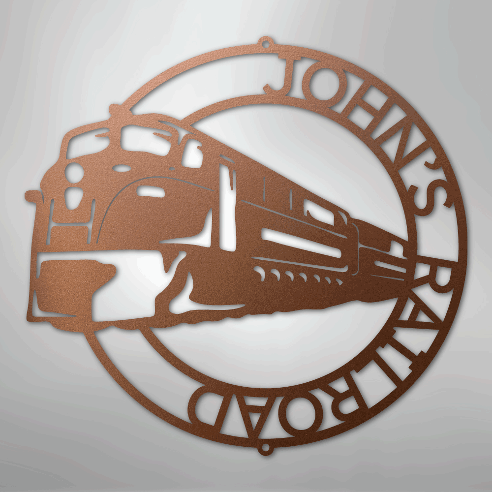 Custom Metal Wall Art - Personalized Modern Train Sign Copper