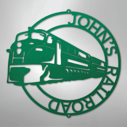 Custom Metal Wall Art - Personalized Modern Train Sign Green