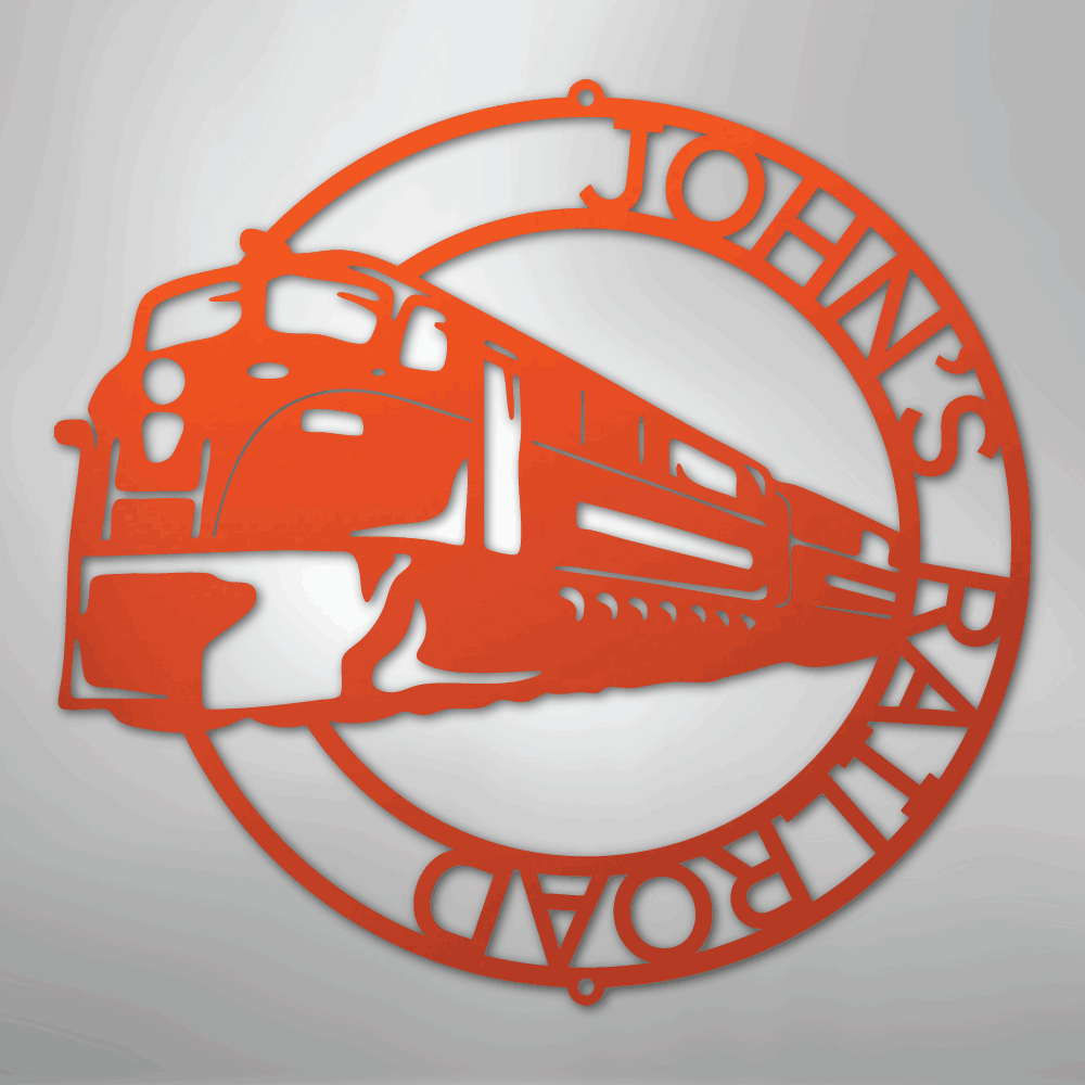 Custom Metal Wall Art - Personalized Modern Train Sign Orange