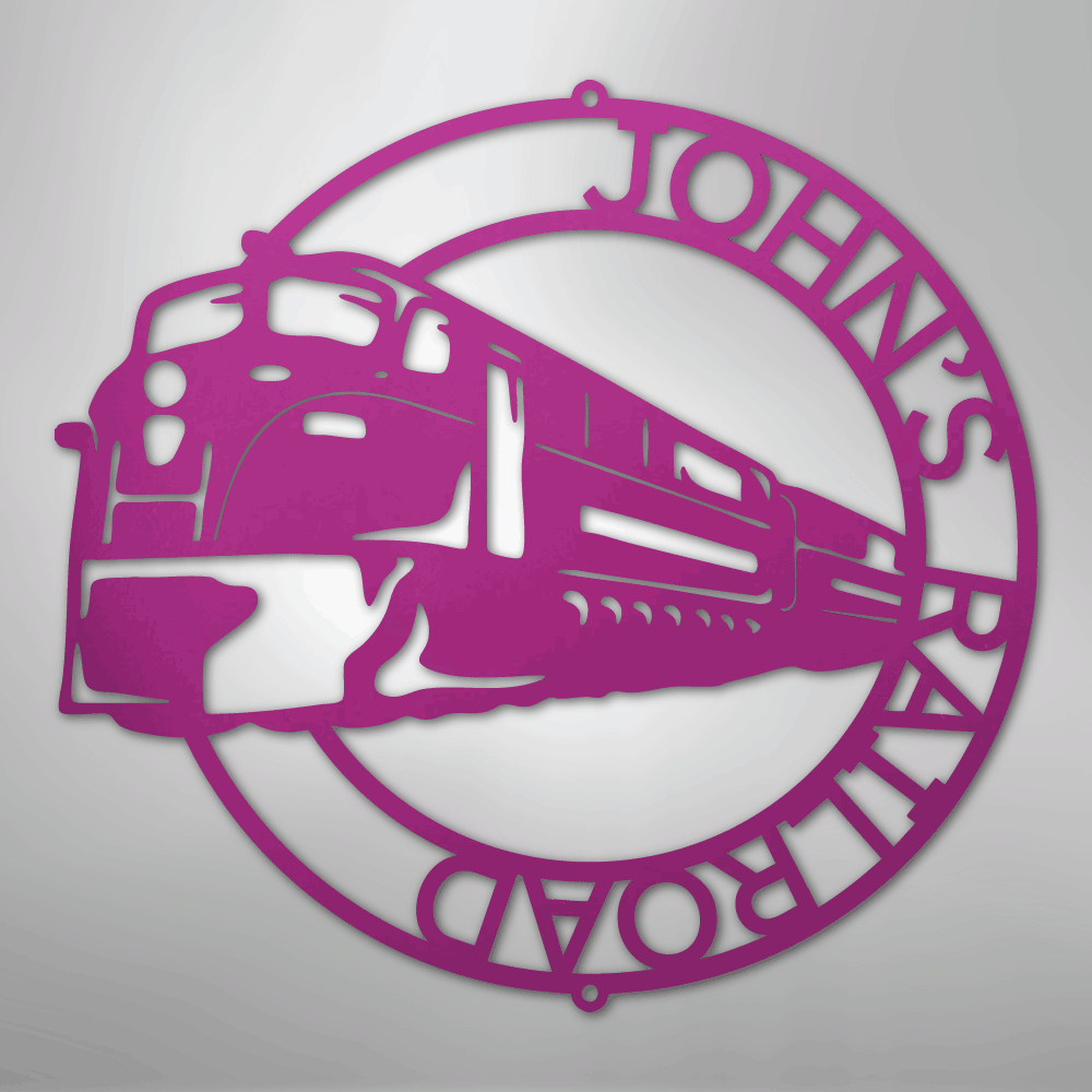 Custom Metal Wall Art - Personalized Modern Train Sign Purple