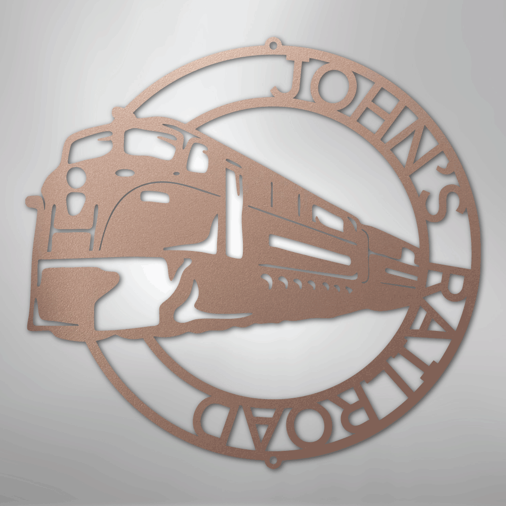 Custom Metal Wall Art - Personalized Modern Train Sign Rose