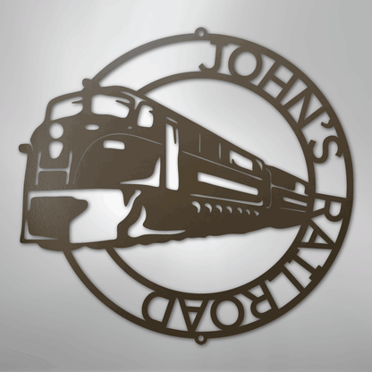 Custom Metal Wall Art - Personalized Modern Train Sign Stone