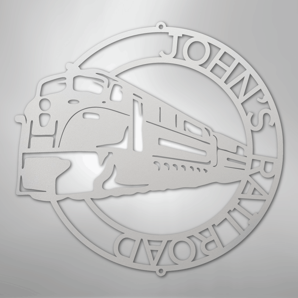 Custom Metal Wall Art - Personalized Modern Train Sign White