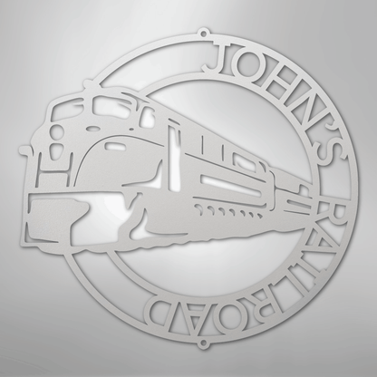 Custom Metal Wall Art - Personalized Modern Train Sign White