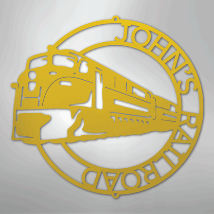 Custom Metal Wall Art - Personalized Modern Train Sign Yellow