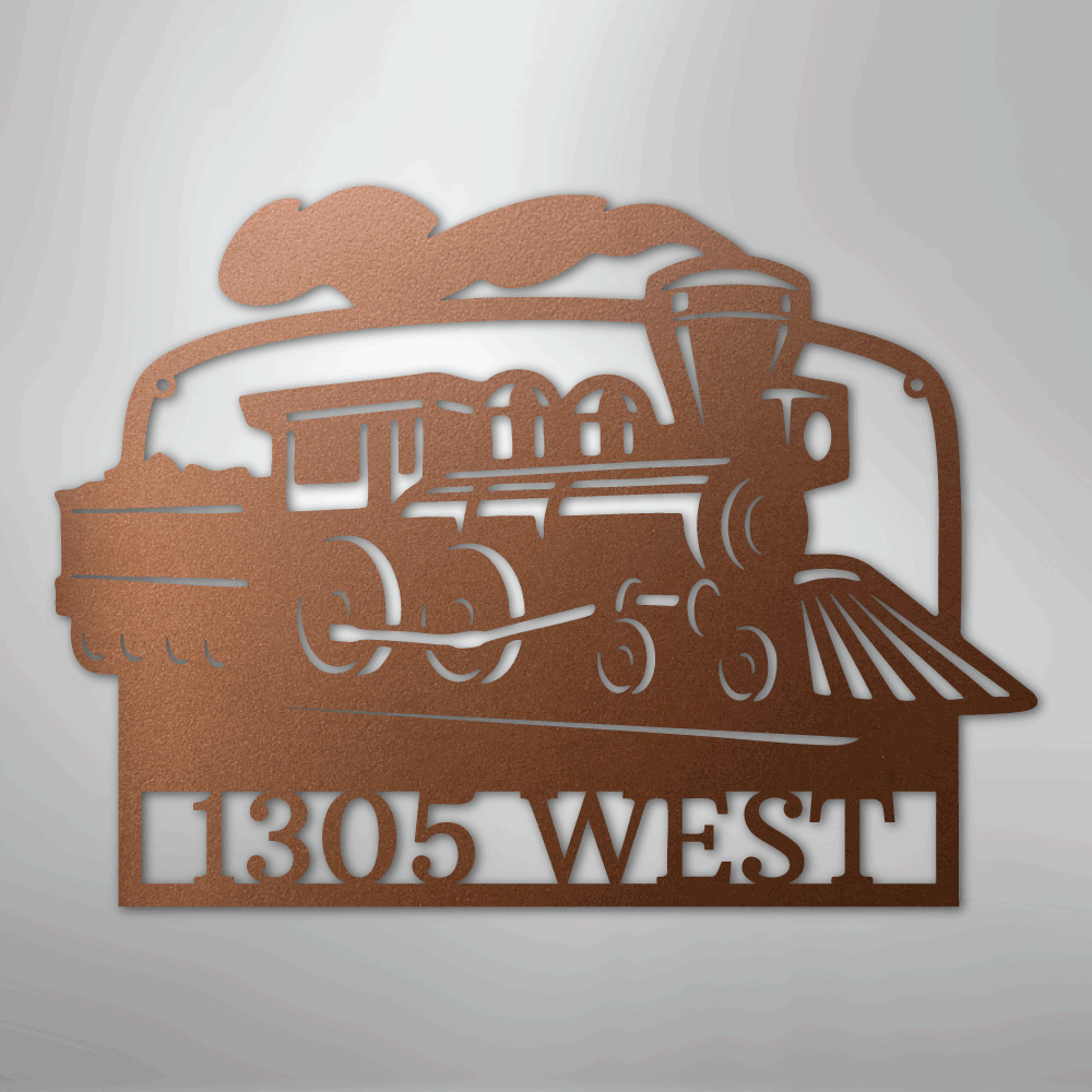Custom Metal Wall Art - Personalized Coal Train Monogram Sign Copper