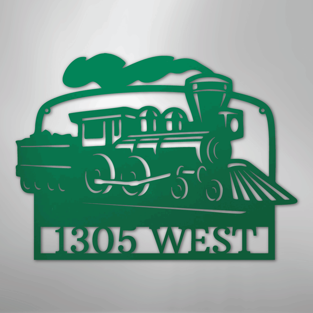 Custom Metal Wall Art - Personalized Coal Train Monogram Sign Green