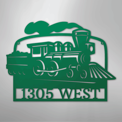 Custom Metal Wall Art - Personalized Coal Train Monogram Sign Green