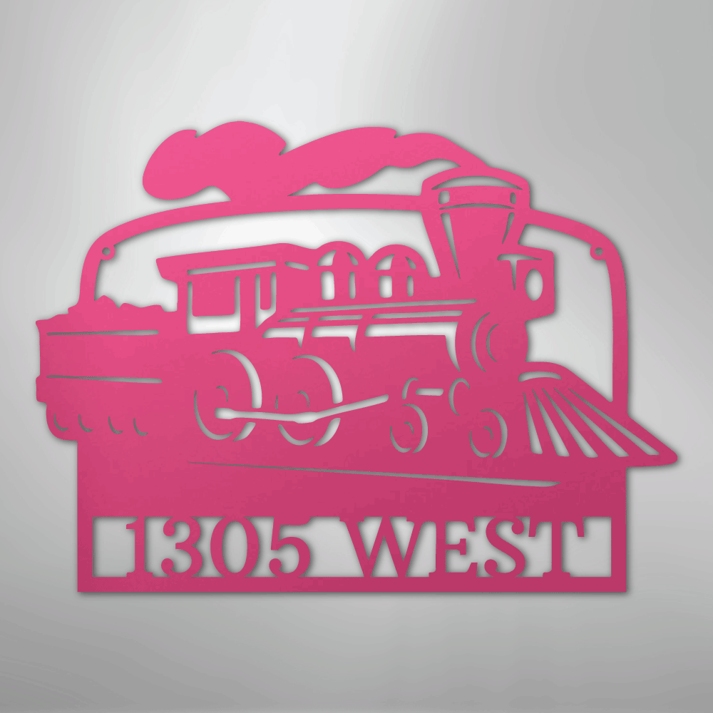 Custom Metal Wall Art - Personalized Coal Train Monogram Sign Pink