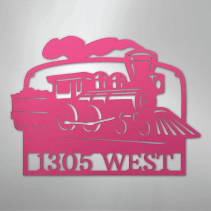 Custom Metal Wall Art - Personalized Coal Train Monogram Sign Pink