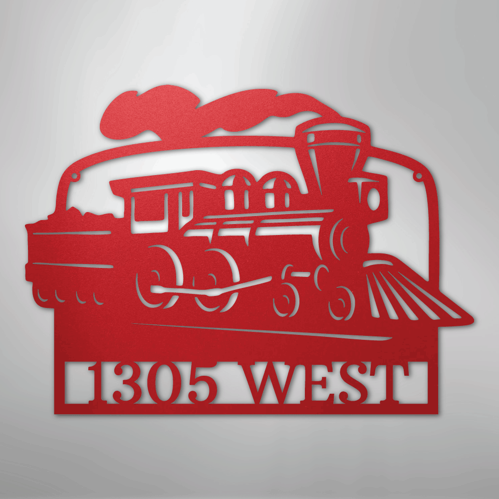 Custom Metal Wall Art - Personalized Coal Train Monogram Sign Red