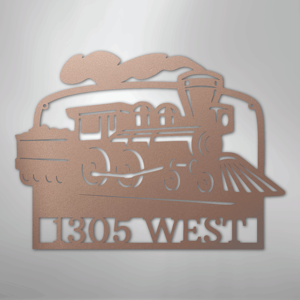 Custom Metal Wall Art - Personalized Coal Train Monogram Sign Rose