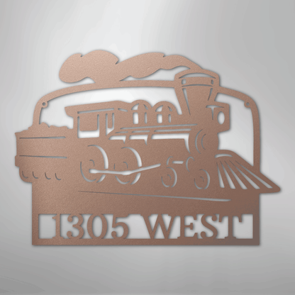 Custom Metal Wall Art - Personalized Coal Train Monogram Sign Rose