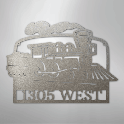 Custom Metal Wall Art - Personalized Coal Train Monogram Sign Silver