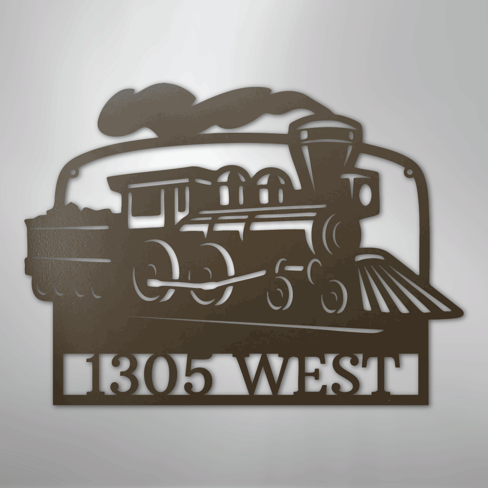 Custom Metal Wall Art - Personalized Coal Train Monogram Sign Stone