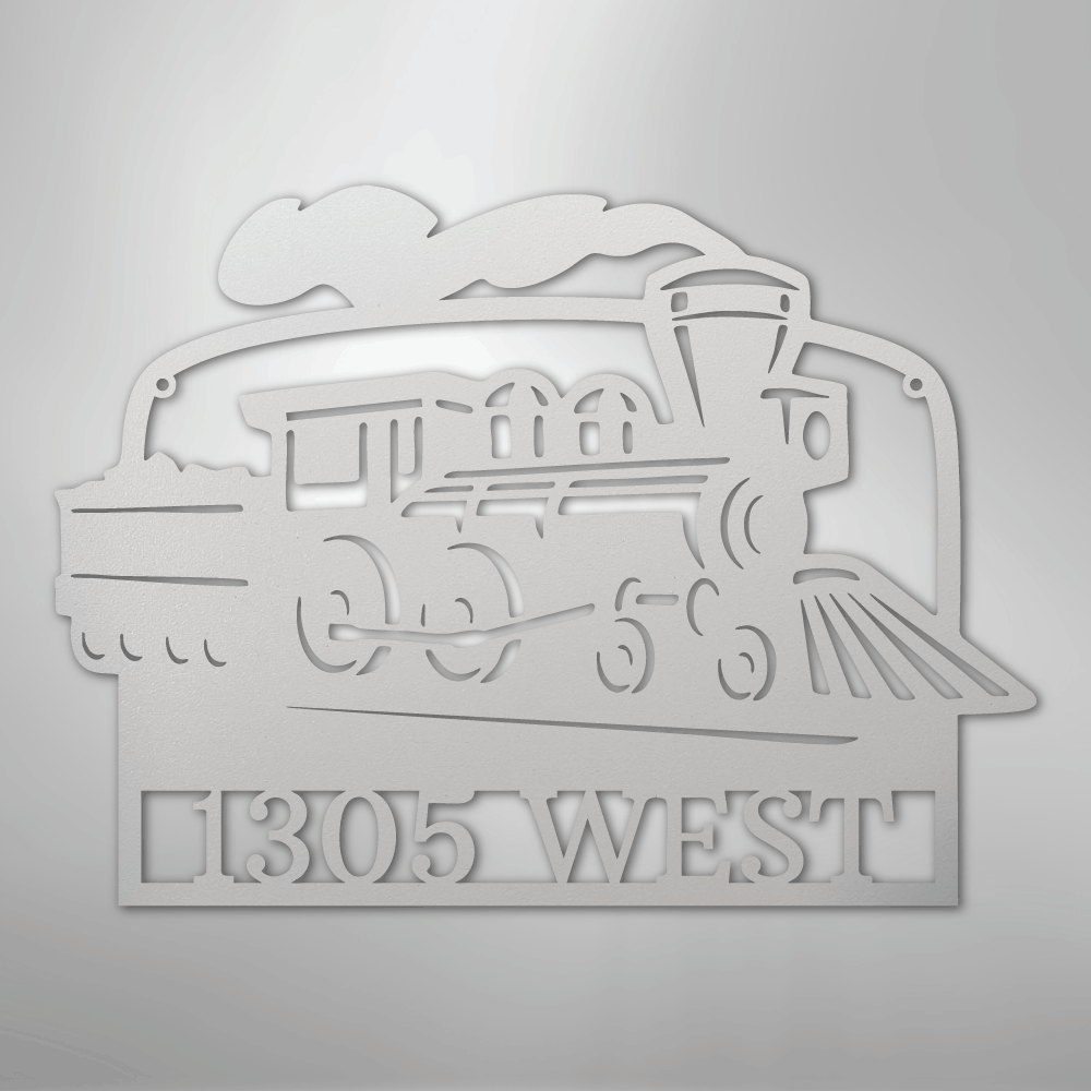 Custom Metal Wall Art - Personalized Coal Train Monogram Sign White