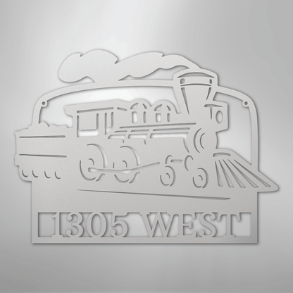 Custom Metal Wall Art - Personalized Coal Train Monogram Sign White