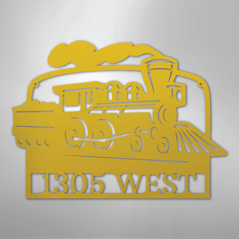 Custom Metal Wall Art - Personalized Coal Train Monogram Sign Yellow