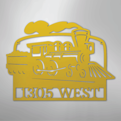 Custom Metal Wall Art - Personalized Coal Train Monogram Sign Yellow