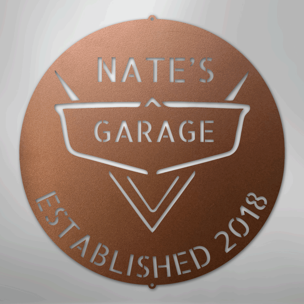 Custom Metal Wall Art - Personalized Classic Car Garage Plaque Copper