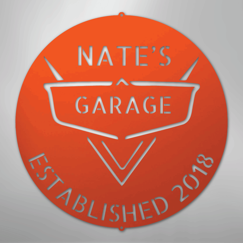 Custom Metal Wall Art - Personalized Classic Car Garage Plaque Orange