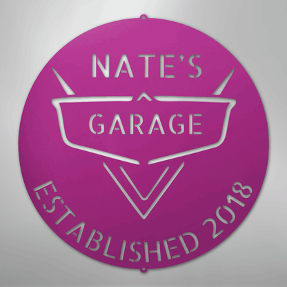 Custom Metal Wall Art - Personalized Classic Car Garage Plaque Purple