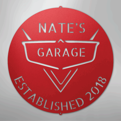 Custom Metal Wall Art - Personalized Classic Car Garage Plaque Red