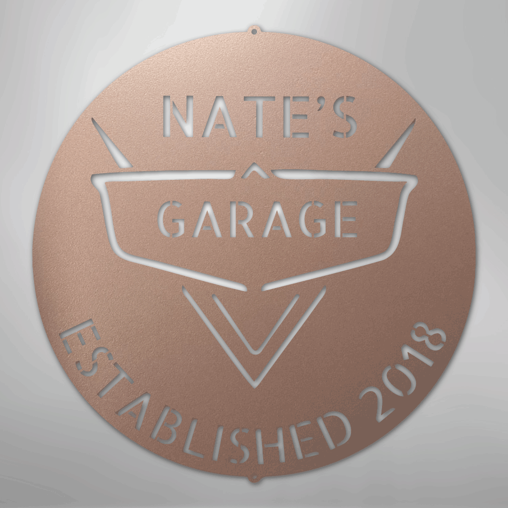 Custom Metal Wall Art - Personalized Classic Car Garage Plaque Rose