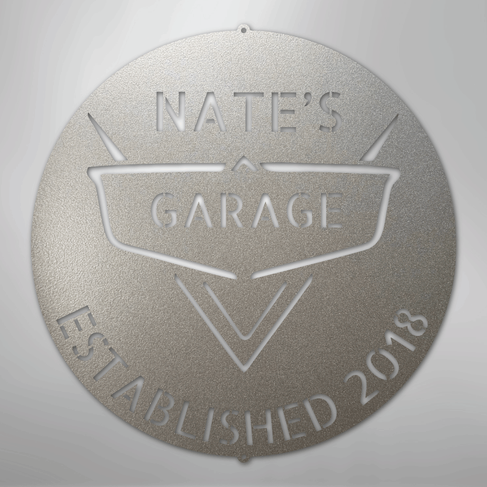 Custom Metal Wall Art - Personalized Classic Car Garage Plaque Silver