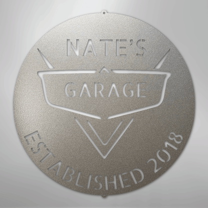 Custom Metal Wall Art - Personalized Classic Car Garage Plaque Silver