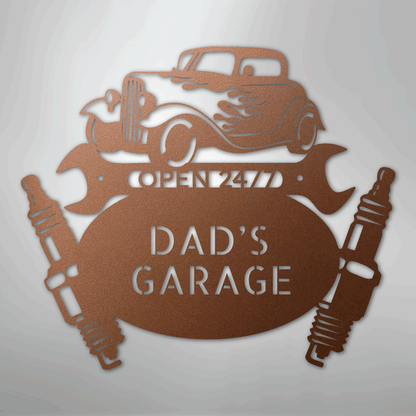 Custom Metal Wall Art - Personalized Dad's Garage Sign Copper