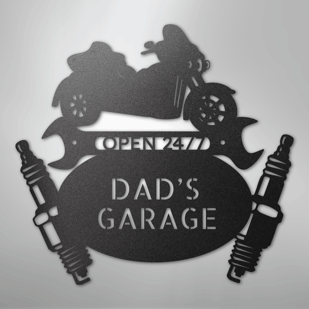 Custom Metal Wall Art - Personalized Trike Garage Name Sign
