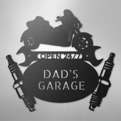 Custom Metal Wall Art - Personalized Trike Garage Name Sign