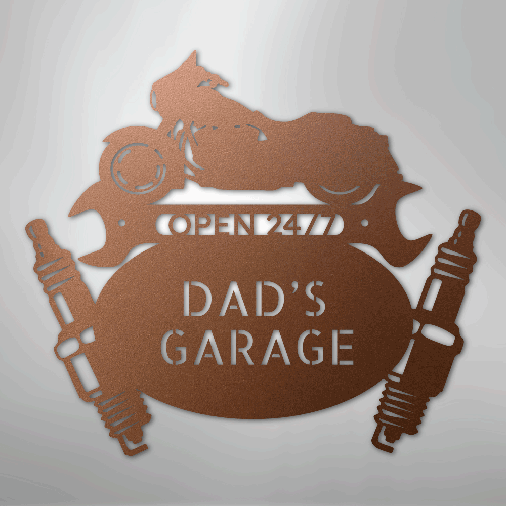Custom Metal Wall Art - Personalized Dad's Garage Sign Copper