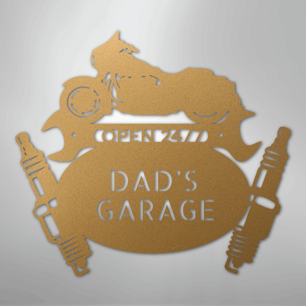 Custom Metal Wall Art - Personalized Dad's Garage Sign Gold