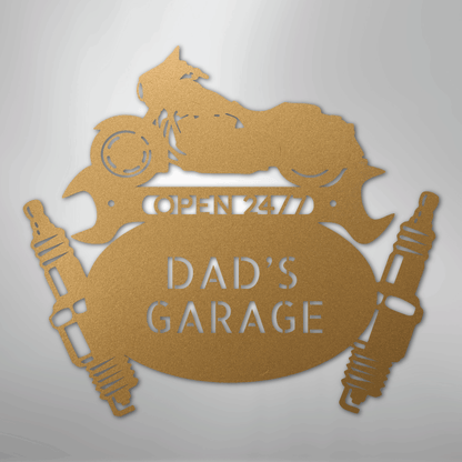 Custom Metal Wall Art - Personalized Dad's Garage Sign Gold