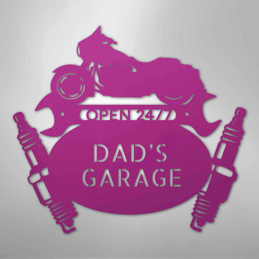 Custom Metal Wall Art - Personalized Dad's Garage Sign Purple