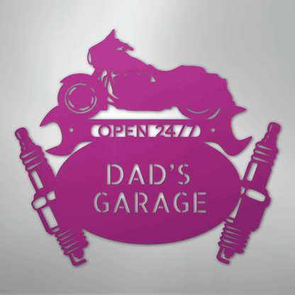 Custom Metal Wall Art - Personalized Dad's Garage Sign Purple