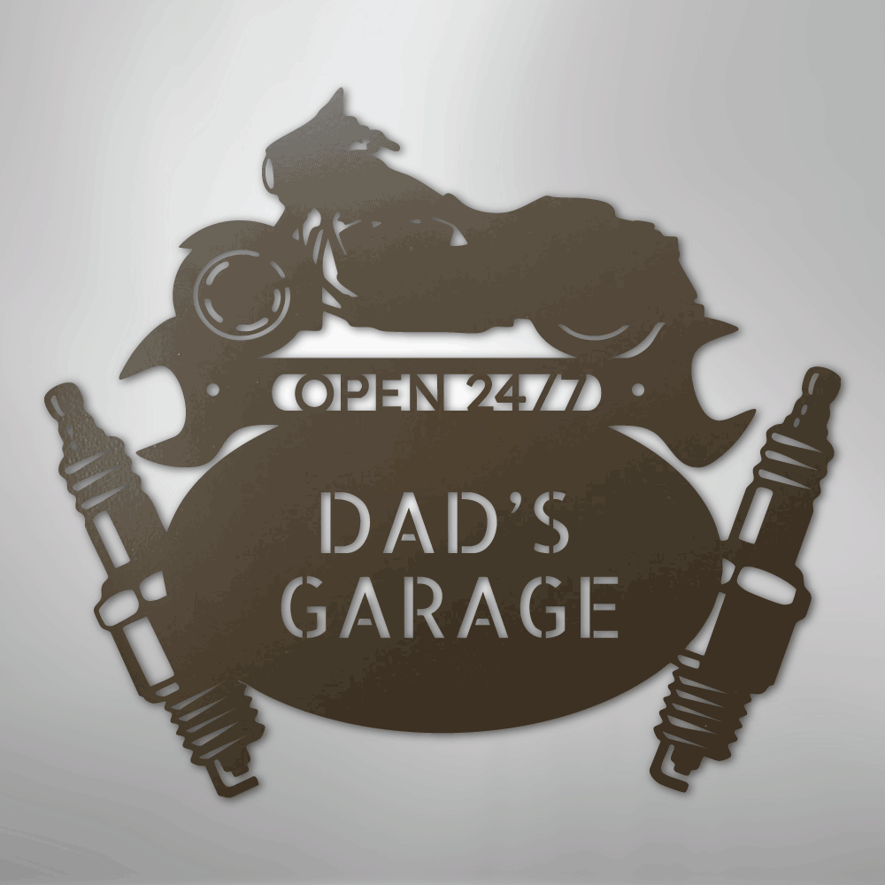 Custom Metal Wall Art - Personalized Dad's Garage Sign Stone
