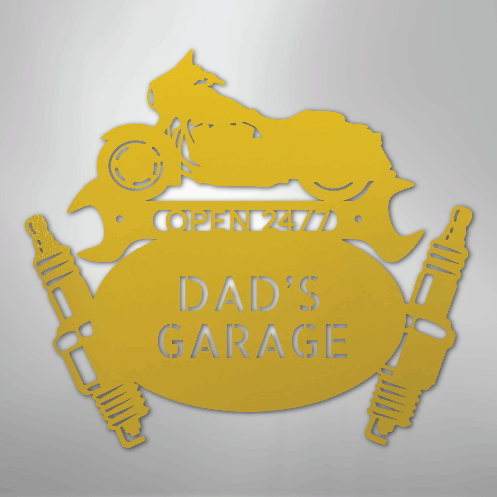 Custom Metal Wall Art - Personalized Dad's Garage Sign Yellow