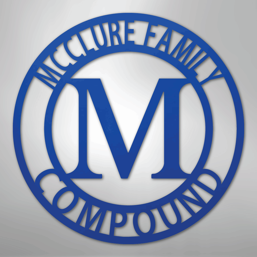Custom Metal Wall Art - Split Letter Family Name Sign Blue