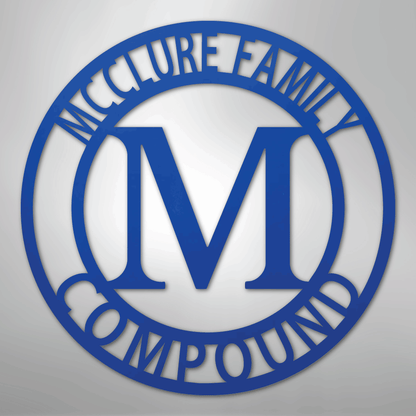 Custom Metal Wall Art - Split Letter Family Name Sign Blue